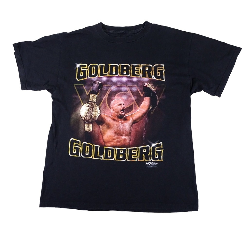 WCW Goldberg Graphic T-Shirt‎ Mens L Black 1998 Vintage Wrestling Short Sleeve
